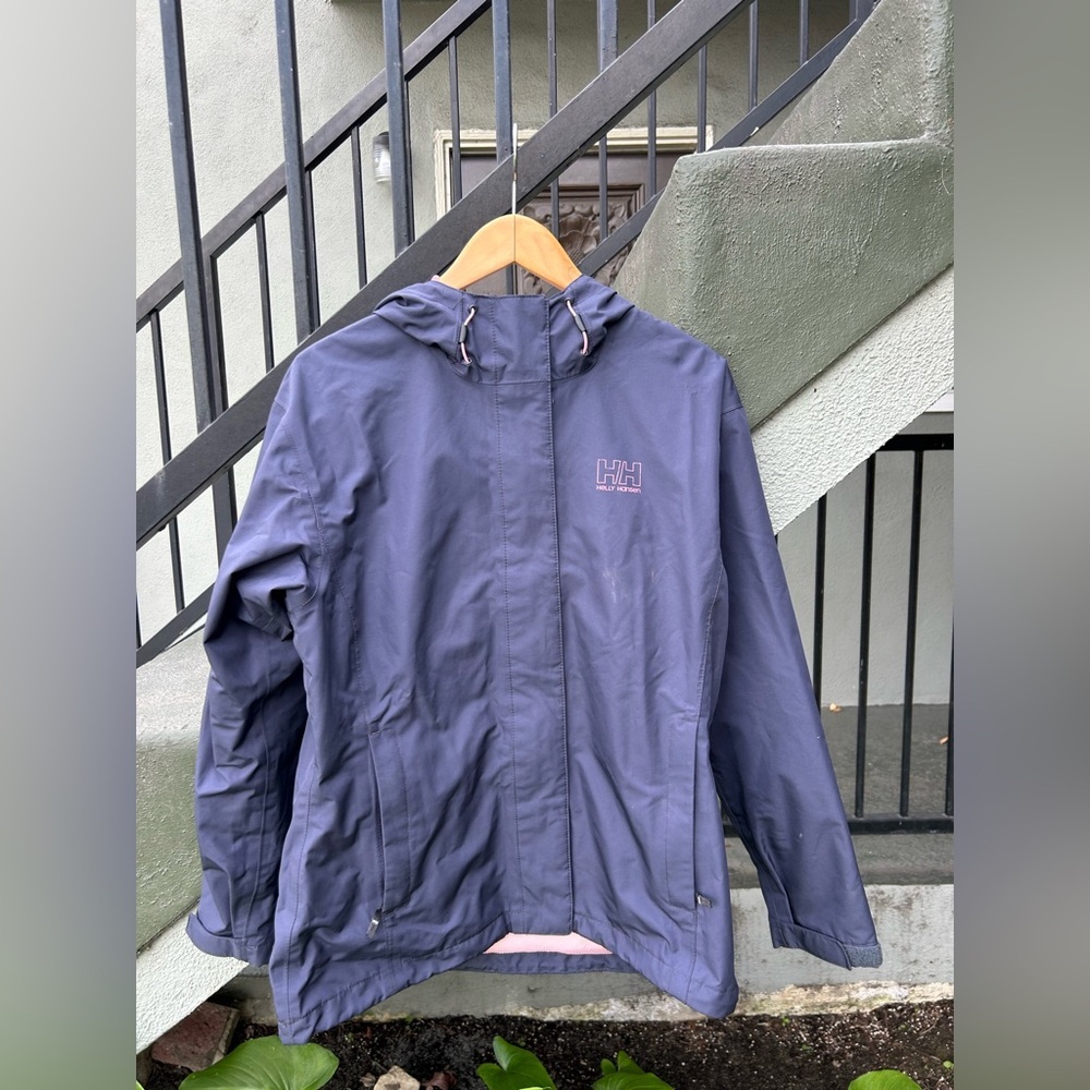 Helly Hansen Rain Jacket Waterproof Coat Hooded Gorpcore Outdoors Camping Sz L
